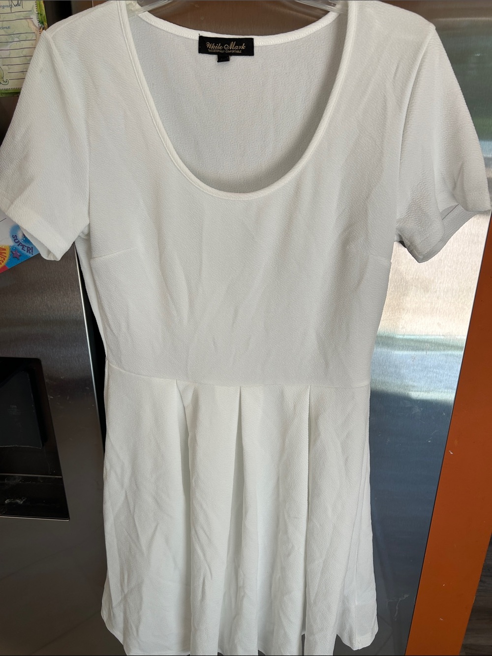 White Mark White Scoop Neck Pleated Skater Dress
